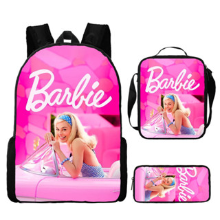 熱賣跨境新款芭比公主書包三件式粉色barbie女孩書包大容量學生背包