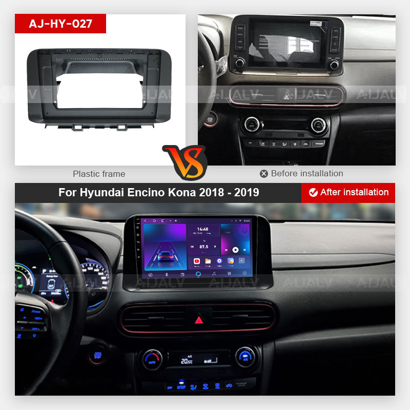 汽車安卓導航收音機儀表板適用於 2018-2019 年現代 KONA 10.1 英寸框架 Android 2Din MP