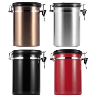 咖啡豆密封罐不鏽鋼防潮咖啡茶糖儲存帶排氣閥廚房專用多色可選