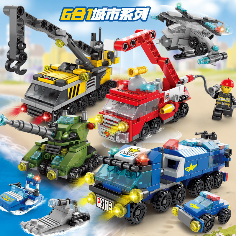 兼容樂高積木工程消防車軍事坦克模型益智拼裝兒童玩具
