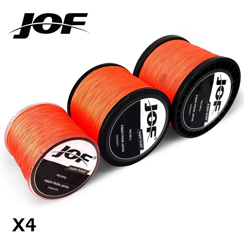 Jof 300M 500M 1000M PE編織線複絲釣魚線4股橙色釣具