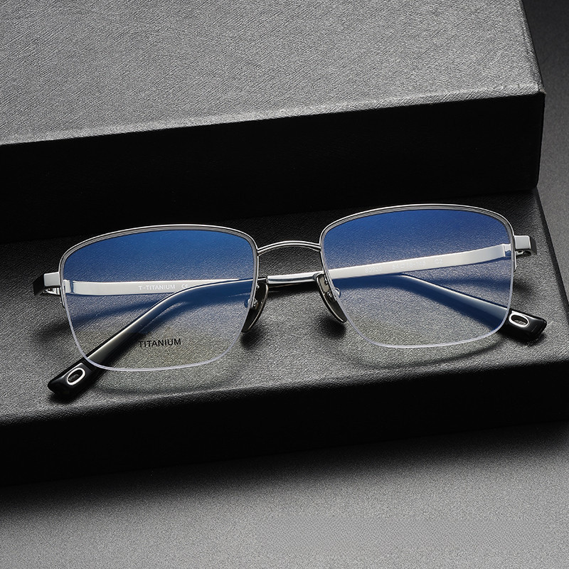 【Ti鈦眼鏡】純鈦眼鏡框 新款眼鏡方框 商務男80930純鈦半框鏡架 潮大臉近視光學眼鏡架