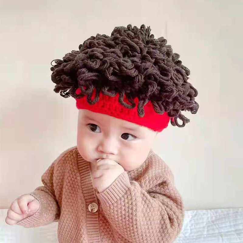 嬰幼兒搞笑爆炸頭帽 寶寶可愛假髮帽子 兒童個性頭男女童捲髮帽