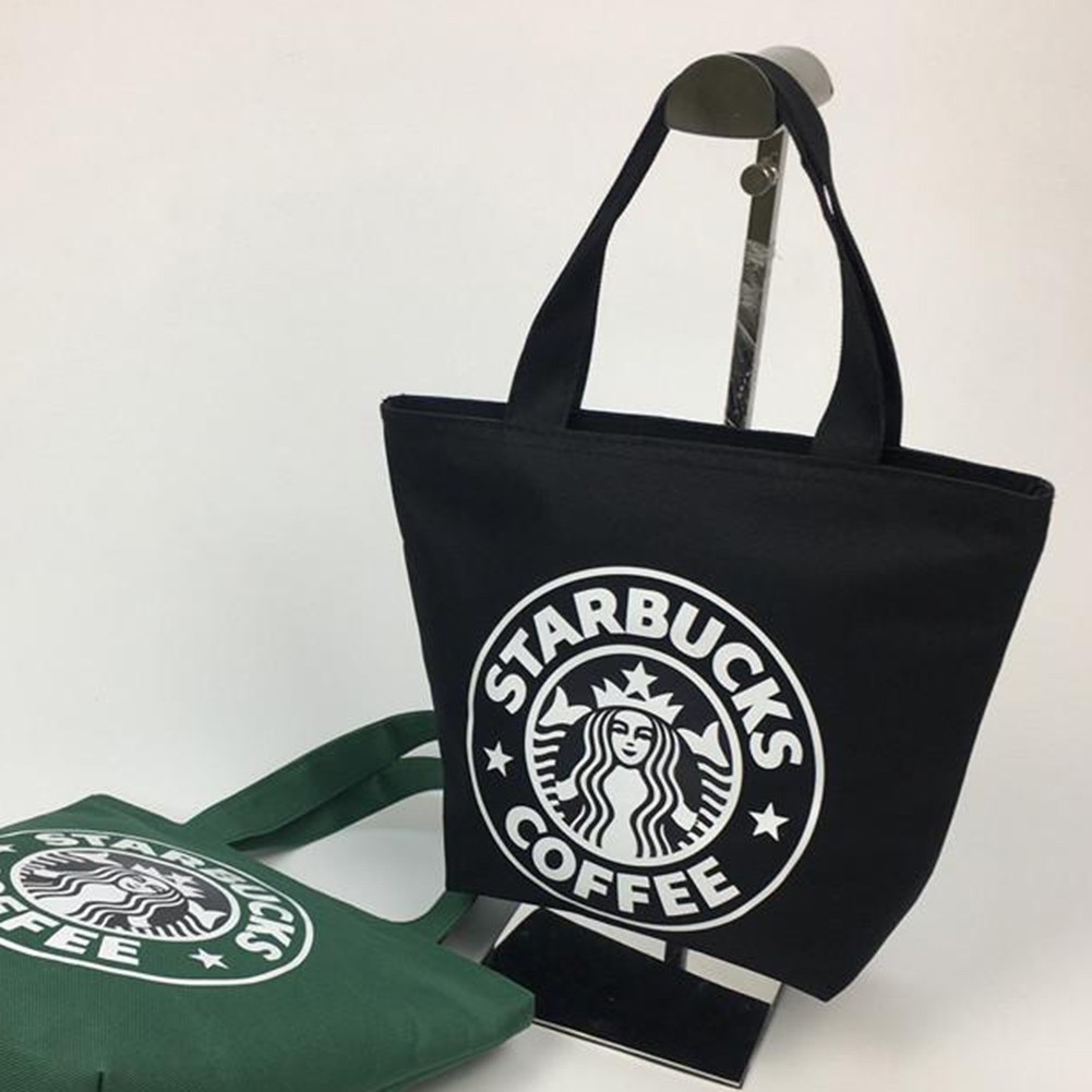 STARBUCKS 【ST】星巴克簡約托特購物袋卡通帆布防水飯盒便當袋