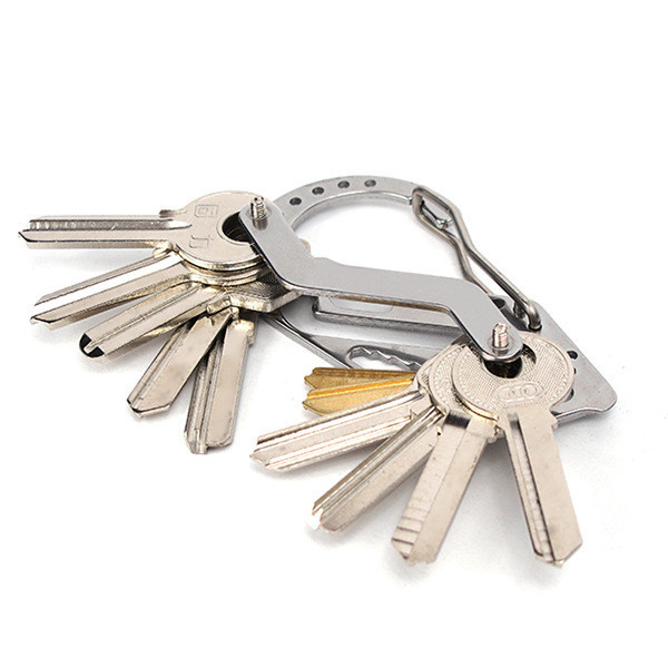 多功能登山扣戶外EDC卡賓扣不鏽鋼鑰匙扣隨身快掛工具鑰匙收納夾