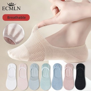 Ecmln 女士隱形棉質船襪網眼透氣腳踝低幫矽膠防滑襪