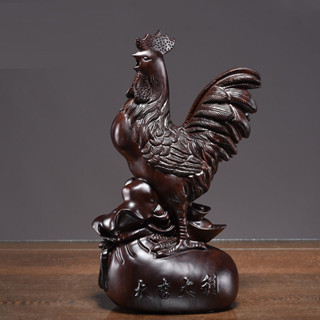 黑檀實木雕刻大公雞擺件大吉大利生肖雞家居客廳裝飾紅木工藝禮品