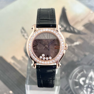 快樂鑽系列 18k玫瑰金5鑽/7鑽石英手錶 腕錶