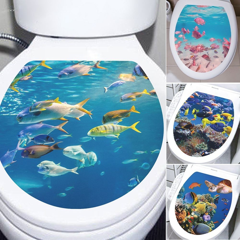 現貨✌馬桶貼紙✌  馬桶蓋貼紙海洋海底魚群動物馬桶裝飾品貼畫防水無痕立體效果貼畫