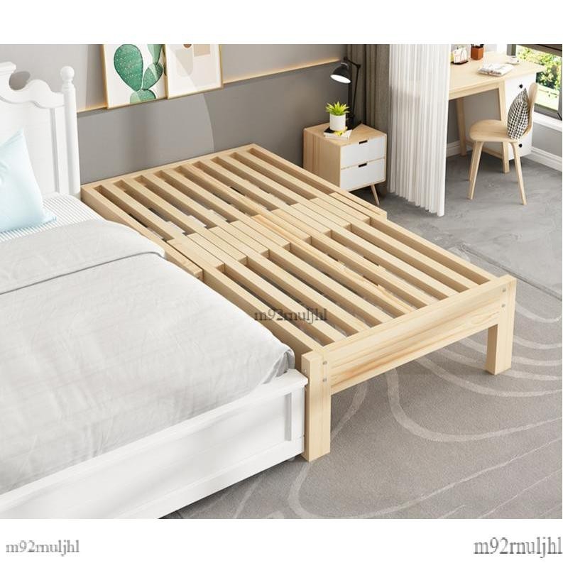 包郵實木伸縮床沙發床小戶型可抽拉單人榻榻米推拉兩用多功能簡約床 床架 摺疊床 實木床 單人床