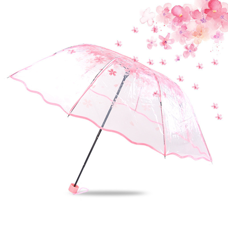 傘.摺疊傘全自動傘透明傘櫻花透明三折雨傘摺疊傘女韓國櫻花傘