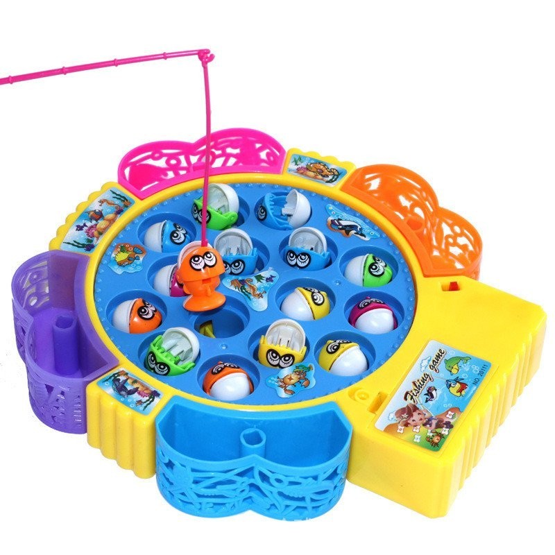 電動音樂旋轉釣魚盤 套裝寶寶玩具 男孩女孩音樂玩具 兒童釣魚玩具