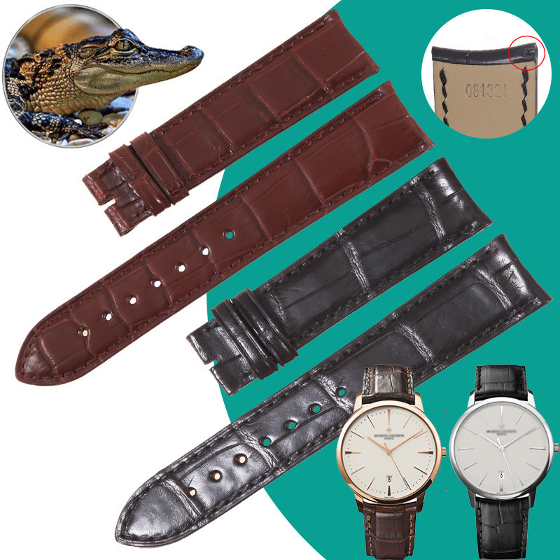 新徵途 適合江詩丹頓傳承系列VC鱷魚皮錶帶男手錶配件手錶鏈皮帶