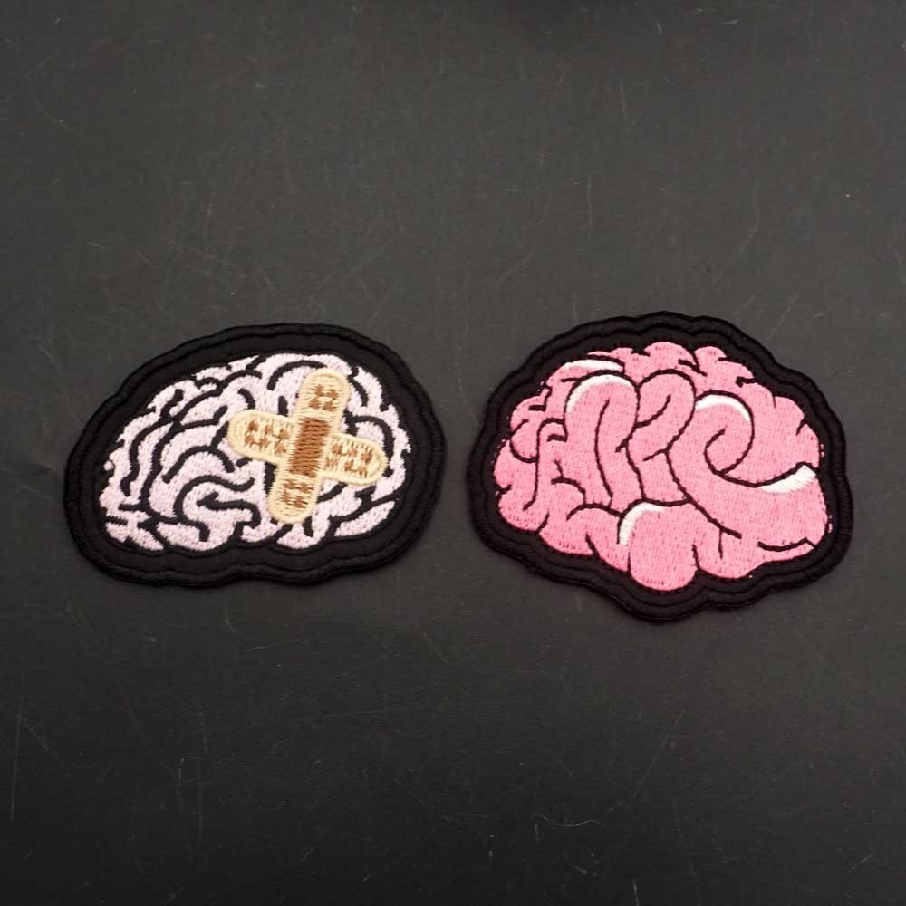 【定制】AQ Brain 3D 刺繡魔術貼貼片/徽章/臂章/徽章裝飾夾克牛仔褲背包帽