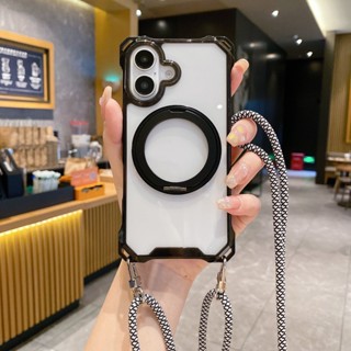 磁吸手機殼 斜挎掛繩 旋轉磁吸支架 適用 iPhone 16 15 14 13 12 11 pro max XR 防摔殼