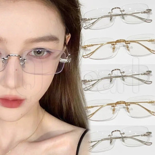 [GOOD] 復古無框小方框眼鏡 - 女士和男士 - 金色眼鏡 - 時尚無框眼鏡 - Y2K 金屬平光眼鏡 - 無化妝裝