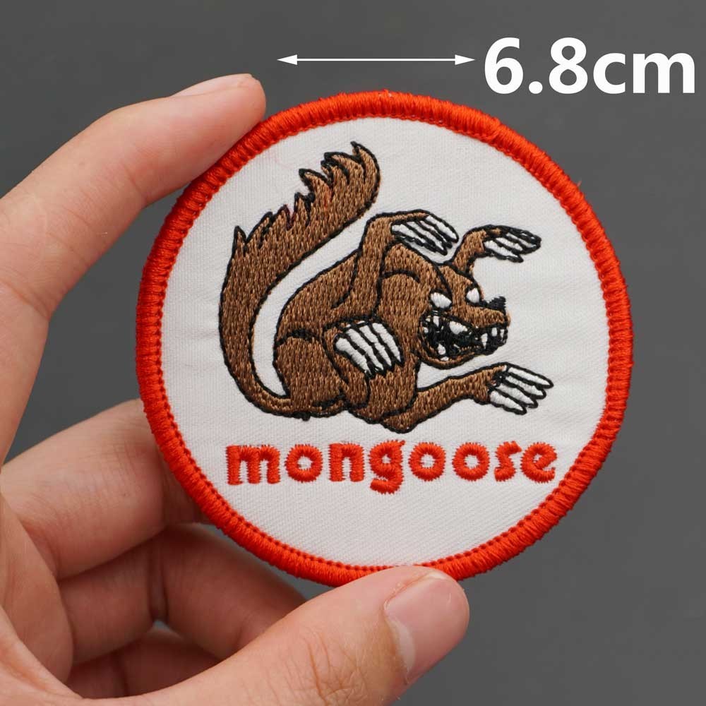 [定制] Mongoose 3D 刺繡魔術貼補丁/徽章/臂章/徽章裝飾夾克牛仔褲背包帽