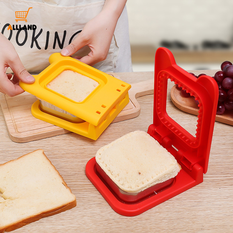 創意塑料方形自製三明治模具早餐麵包吐司切割模具廚房便攜式甜點製作模具小工具