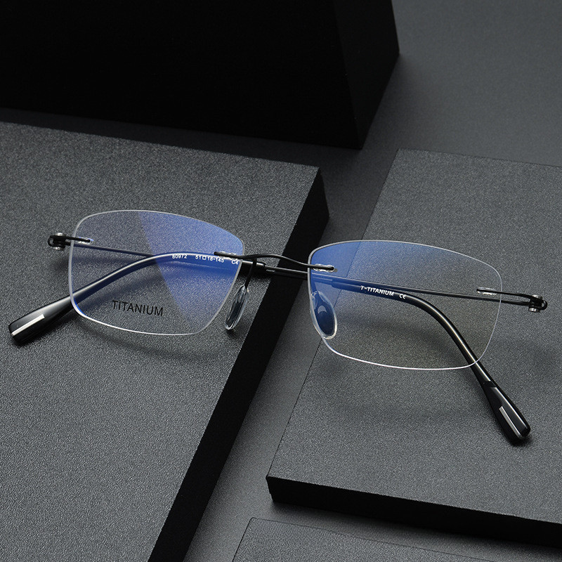 【Ti鈦眼鏡】無框近視眼鏡框 80972純鈦眼鏡框 可配防藍光平光鏡