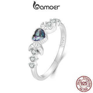 Bamoer 925 純銀戒指月亮設計精美時尚首飾禮物女士
