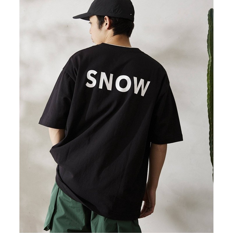 SNOW PEAK 2024新款寬鬆字母印花純棉短袖男女同款T恤