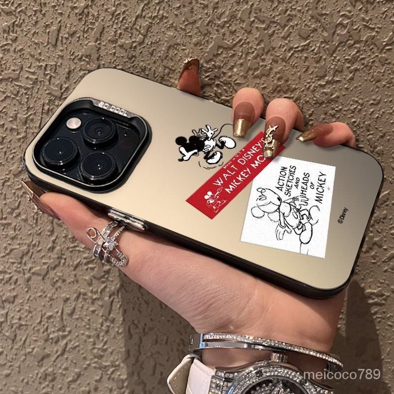 彩銀ins風手機殼 適用於iphone14/13防摔手機殼X磨砂XSMAX簡約手繪米奇老鼠 GMPW