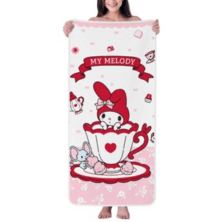 三麗鷗 Sanrio My Melody 珊瑚絨浴巾 27x55in 超柔軟高吸水毛巾,適用於家庭、旅行、游泳、海灘等。
