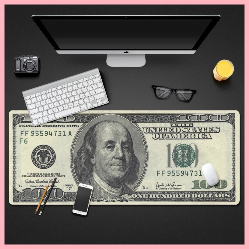 超大號鎖邊創意貨幣美元鈔票美金潮牌滑鼠墊桌墊腦電競鍵盤墊惡搞