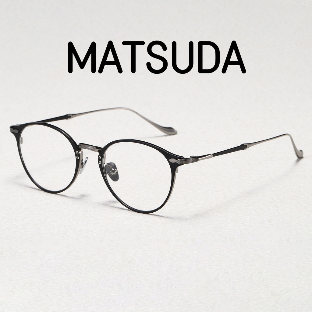【TOTU眼鏡】醋酸纖維眼鏡 金屬框眼鏡 松田MATSUDA 日本手工眼鏡 M3112 純鈦眼鏡框 藝文無縫眼鏡架超輕圓