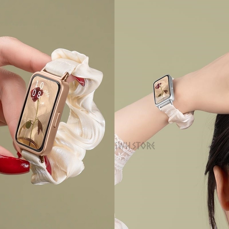 華為手環8 錶帶 雪紡冰絲大腸圈錶帶 Huawei Band 8 彈力髮圈錶帶 親膚透氣錶帶 替換腕帶