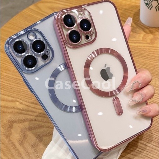 精品推薦蘋果 i14 軟殼 Magsafe磁吸殼 iPhone13 Pro Max 手機殼 自帶鏡頭貼 透明保護殼 防摔
