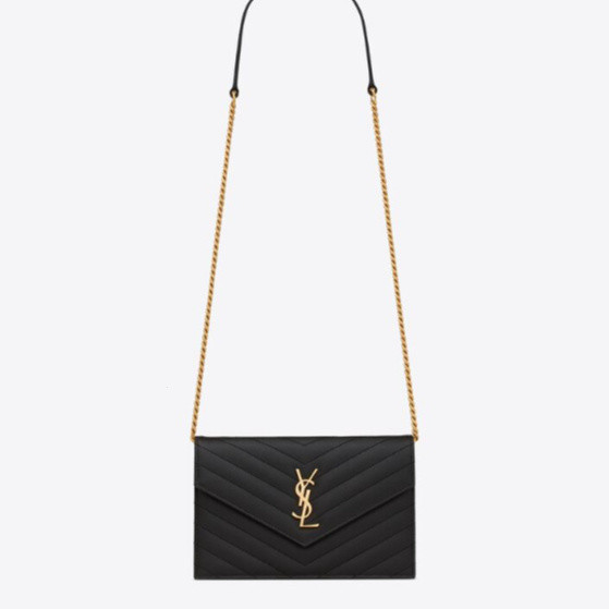 [預購] Ysl CASSANDRE MATELASSÉ 信封式鏈條錢包,粒面裝飾壓紋皮革 QPFT