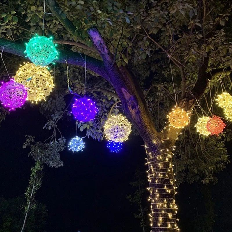 led藤球燈庭院圓球燈耶誕街道工程亮化裝飾燈戶外防水掛樹景觀燈