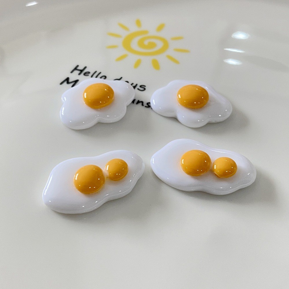 樹脂DIY配件 平底太陽蛋雙黃蛋 樹脂配件 DIY手機殼貼片頭飾冰箱水杯貼帽子裝飾