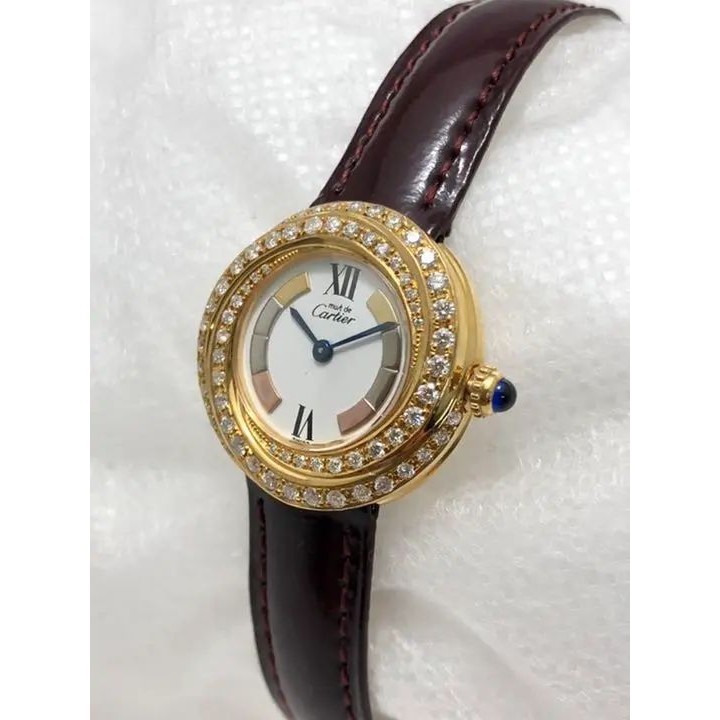 Cartier 卡地亞 手錶 Trinity系列 Must Vermeil 鑽石 女士 日本直送 二手