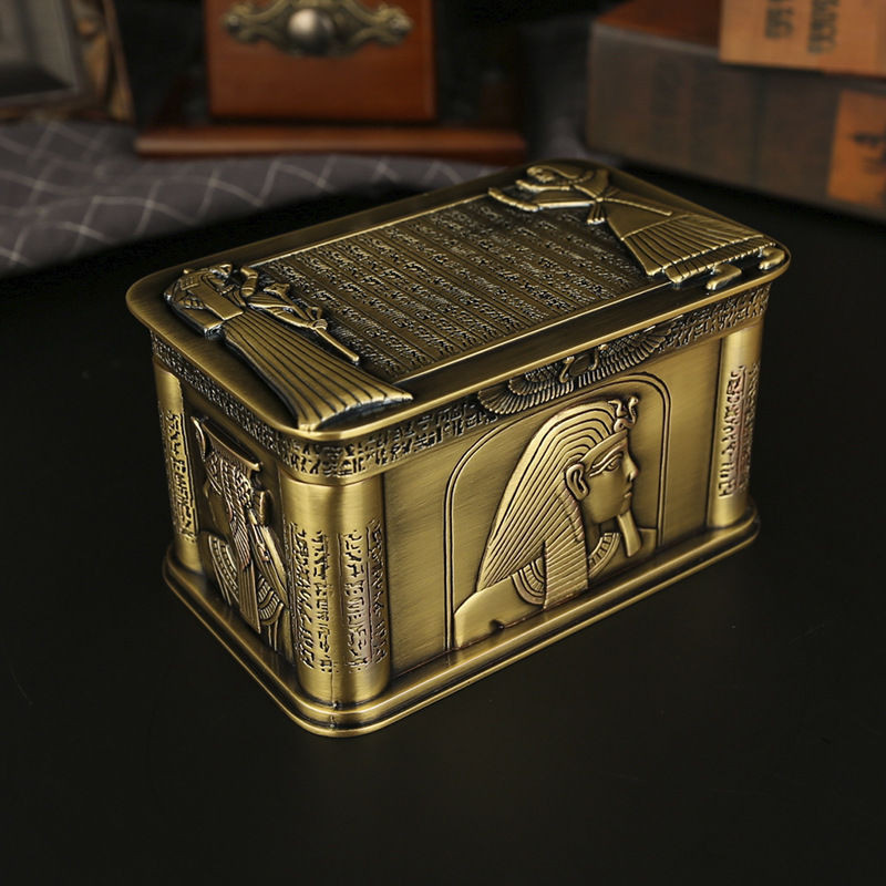 復古創意金屬埃及法老王桌面首飾珠寶項鍊戒指收納精緻高檔禮品盒