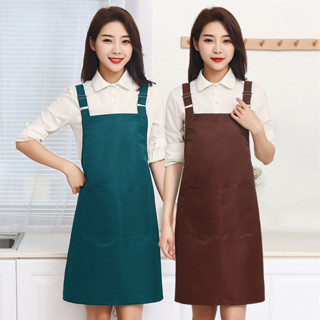 素色簡約圍裙防水防油罩衣廚房烹飪工作服