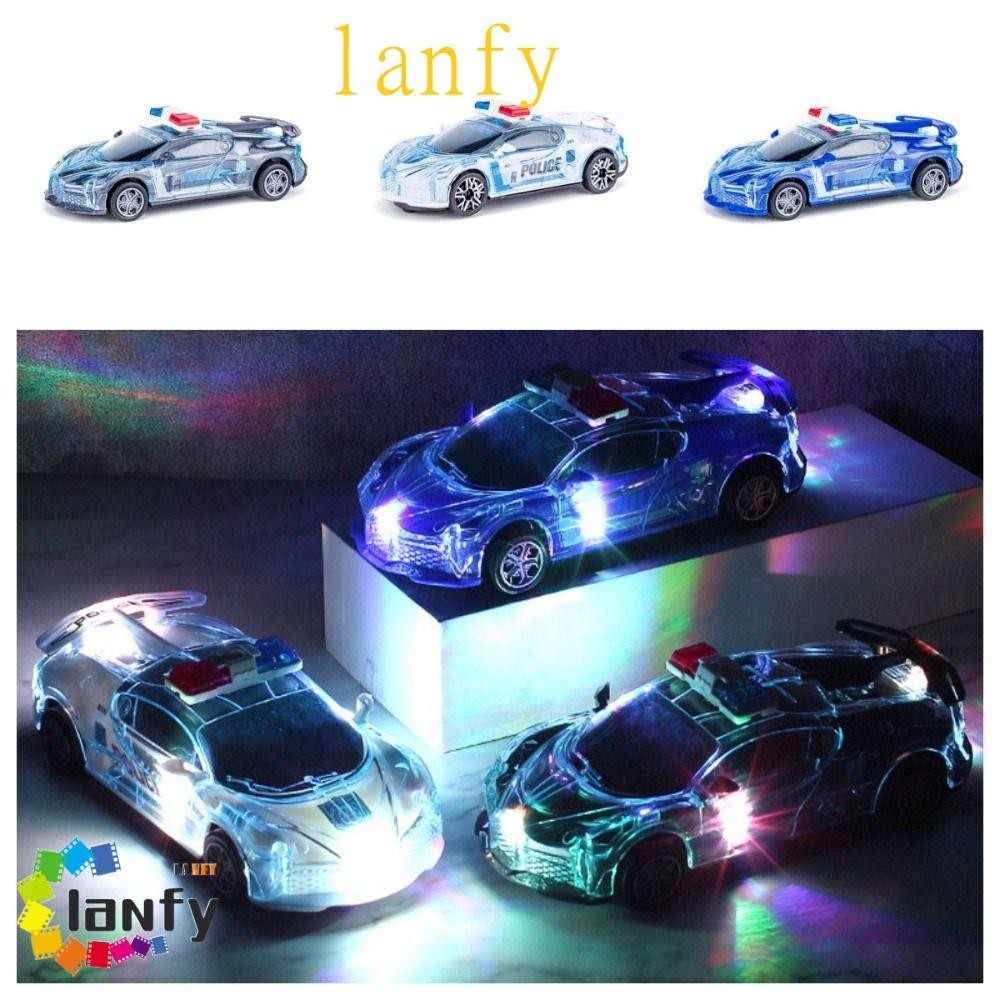 LANFY發光警察玩具車,光電動慣性汽車玩具,創意模型音樂透明孩子們