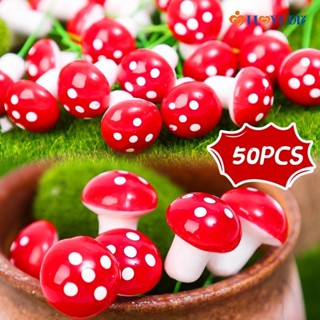 50 件裝迷你紅蘑菇 DIY 童話花園盆栽盆景裝飾 - 模擬泡沫植物派對裝飾工藝品