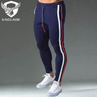 EAGLADE 慢跑運動褲翻邊慢跑褲男士運動服男士長褲可拉伸 CK-831 海軍藍 E05