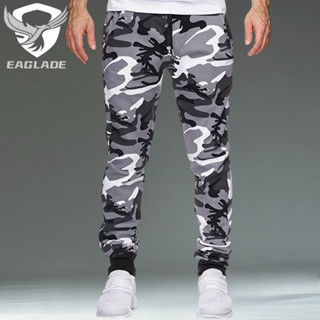 EAGLADE 慢跑排汗翻邊慢跑褲男士運動服男士灰色長褲 E05