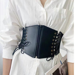 新款歐美風女士寬腰帶韓版時尚復古彈力鬆緊腰封洋裝子束腰裝飾