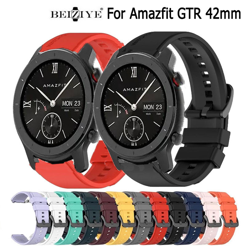 適用於 Amazfit GTR 42 毫米手錶更換手鍊的矽膠腕帶運動錶帶