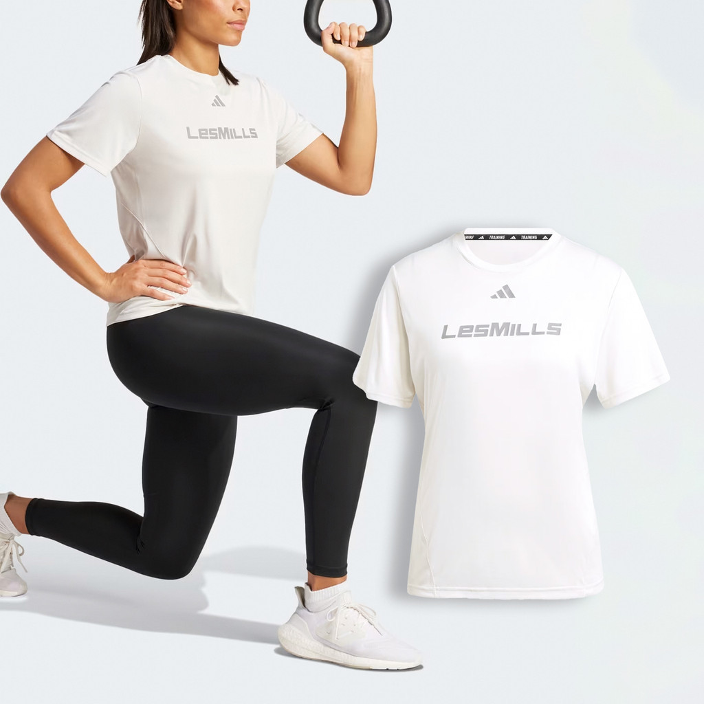 adidas 短袖 Les Mills Graphic 女款 白 短T 吸濕排汗 訓練 愛迪達【ACS】 IS2362