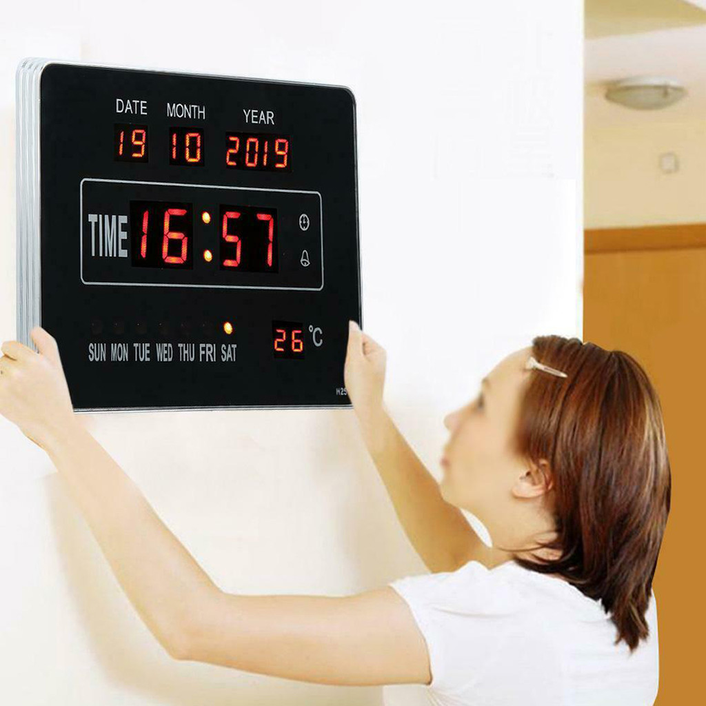 萬年曆2518電子臺歷時鐘壁掛式臺式萬年曆電子鐘 Led 數字掛鐘帶日期溫度日曆客廳家居裝飾