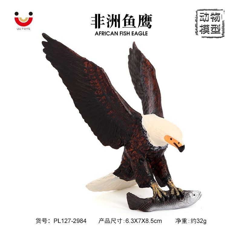 仿真動物飛鳥模型非洲魚鷹老鷹兒童認知靜態實心飛禽模型擺件魚鷹