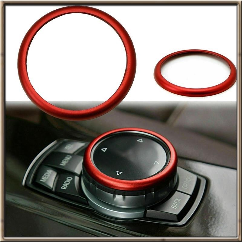 紅色鋁環中控台 IDrive 多媒體控制器旋鈕環適用於-BMW 1 2 3 4 5 6 7 系列 X3 X4 X5 X6
