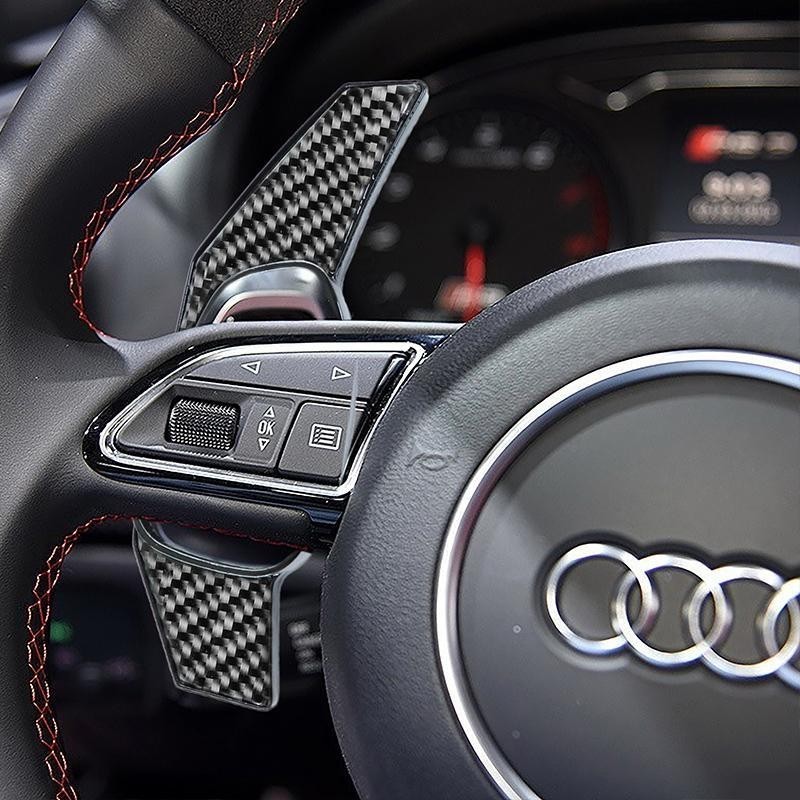 奧迪Audi 碳纖維換擋撥片 RS4 RS3 RS5 Q3 Q8 RS6 RS7 R8TT方向盤內飾配件 卡夢加大撥片