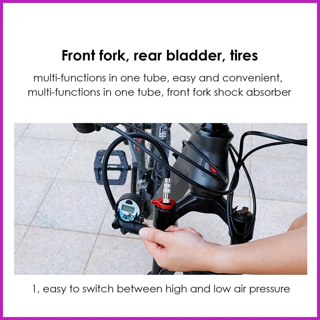 自行車打氣筒便攜式帶儀表手持式通用 Presta 氣門泵高壓自行車前叉後避震器 hsgdytw