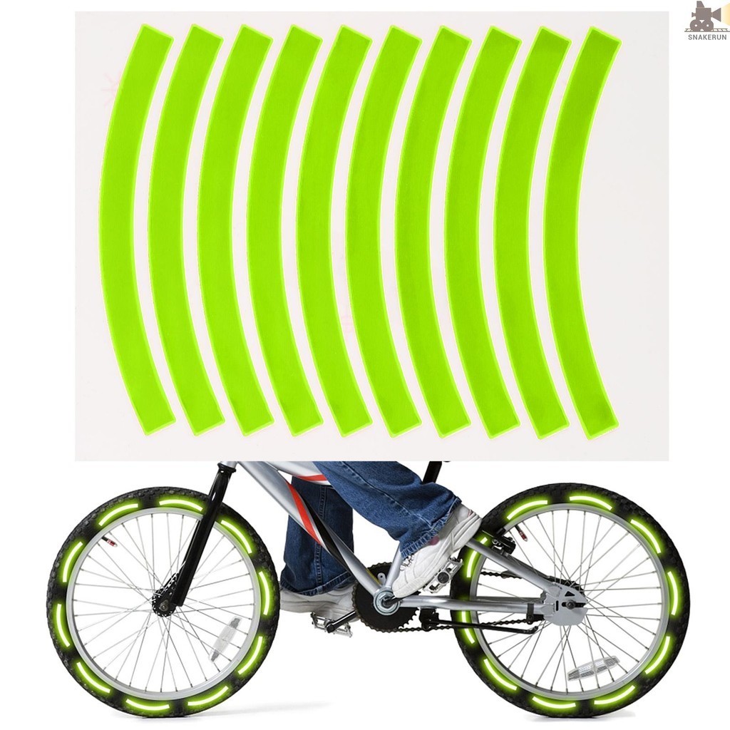 Snrx 10 件裝反光膠帶騎行安全警告貼紙自行車反光膠帶用於汽車自行車摩托車踏板車輪輞裝飾